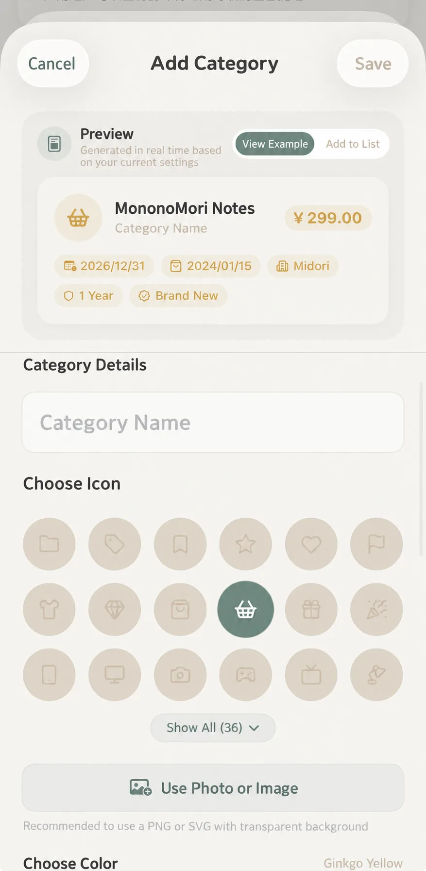 Selecting category theme colors