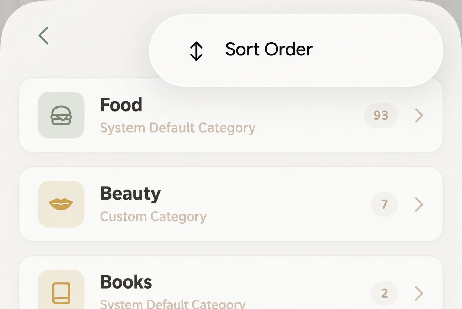 Reordering categories